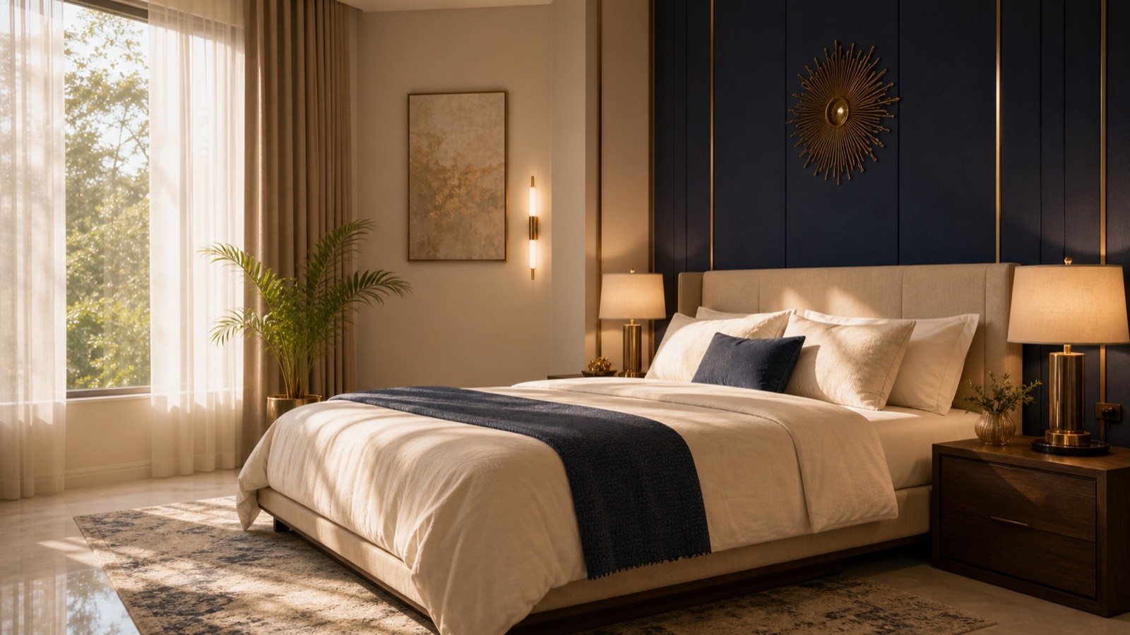 Calm bedroom interior